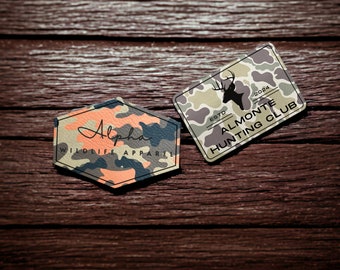Duck Camo Leatherette Logo Iron On Patches: Custom DIY Business Patches