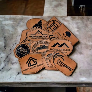 Logo Iron On Patches, Custom Business Logo patches, DIY iron on patch, Leatherette patches, Do It Yourself, Leather Patches, Laser Cut Patch