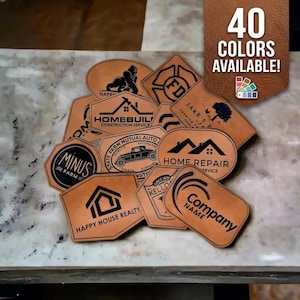 Logo Iron On Patches, Custom Business Logo Patches, Laser Cut Patch, Engraved Leatherette, DIY Iron On, Custom Shape Patch