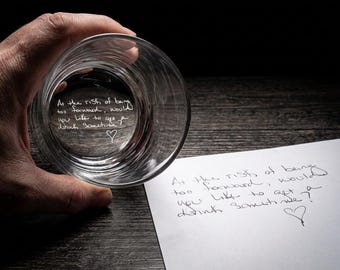Engraved Handwriting Whiskey Glass - Sentimental Gift, Fathers Day Gift