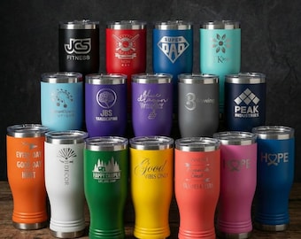 20oz Custom Pilsner Tumblers, Laser Engraved Corporate Gifts