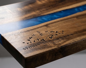 Personalized Resin Charcuterie Board, Blue River