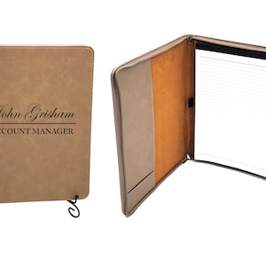Personalized Padfolio Fathers Day Custom Logo Corporate Gift Job Promotion Husband Gift Personalized Zip Vegan Leather Portfolio