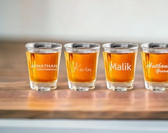 Engraved Shot Glasses  - 2 oz - Groomsman Gift, Bachelor Party Gift, Best Man Gift, Wedding Favor & Decor, Gift For Him