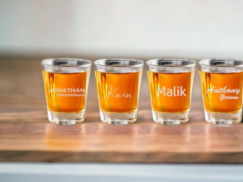Engraved Shot Glasses 2 Oz Groomsman Gift Bachelor Party Etsy