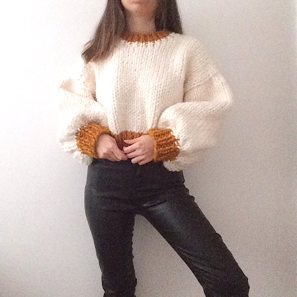 Mustard Detailed Knit Sweater Chunky 