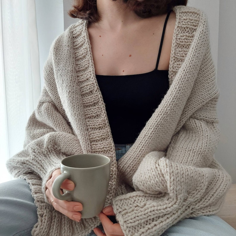 Cozy Knit Cardigan Chunky Oversize Handknit Cardigan Etsy