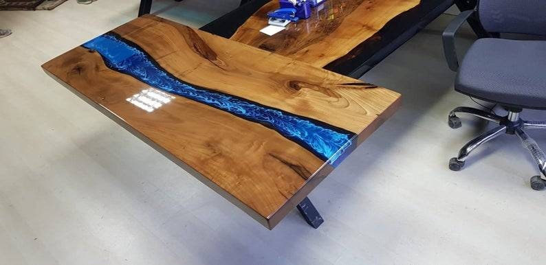 Marble Inspired Large Epoxy Computer Desk