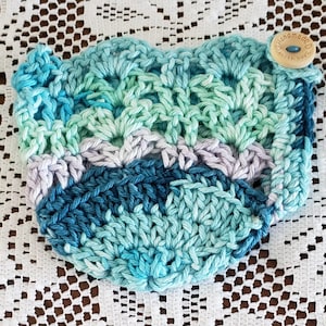 Hand Crocheted Coffee Mug Cozy: Reusable Aqua Mug Warmer