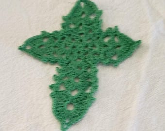 Hand-Crocheted Cross Bookmark - Kelly Green - 8 1/4" by 4 1/4"
