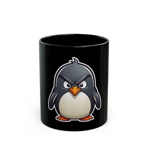 Grumpy Penguin Mug, Angry Cartoon Penguin Coffee Cup, Funny Animal Gift, Sarcastic Office Humor, Cute But Mad Programmer Mug