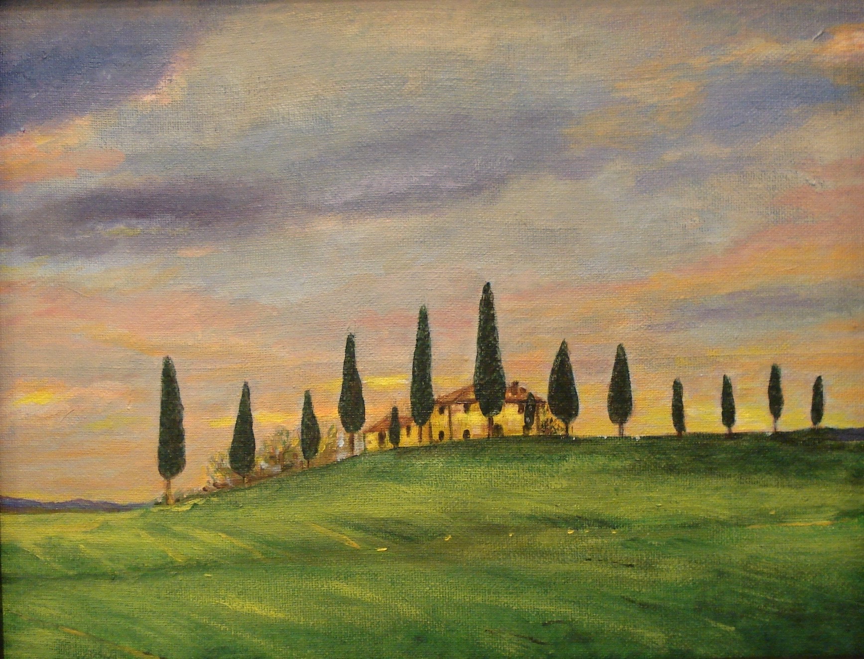 Tuscany Summer Landscape Original Painting in Acrylic Framed Etsy
