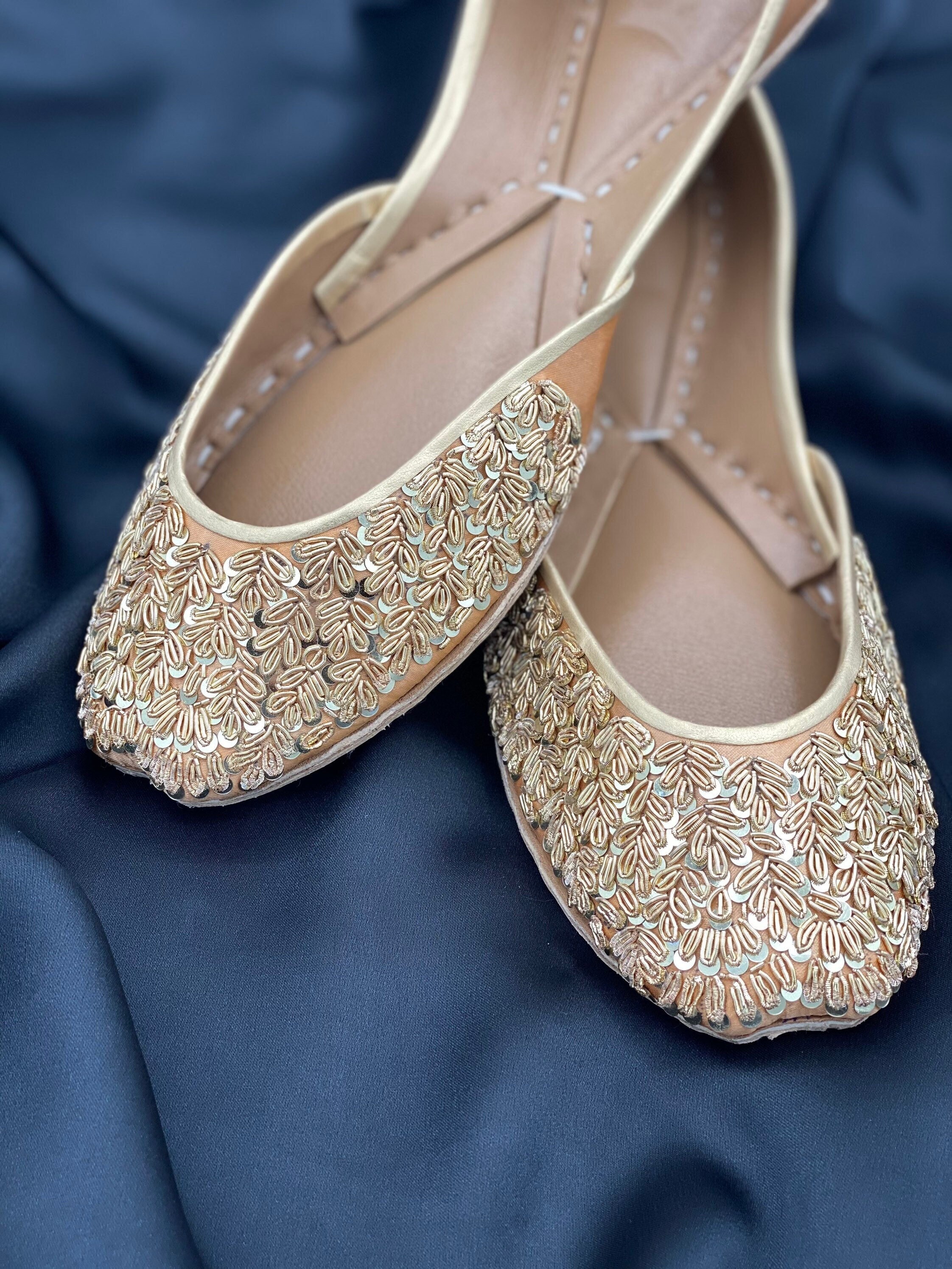 Gold Silk Embroidered Ballet Flat Shoes Handmade Womens - Etsy