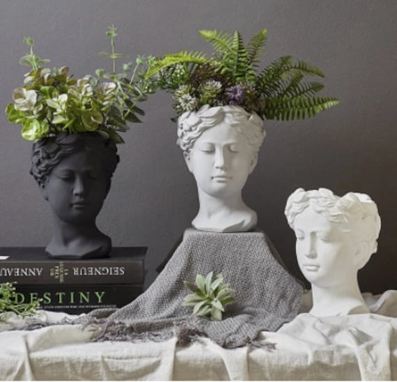 Greek Goddess Resin Human Head Flower Vase Sculpture Modern Home Figurine Gift Greek Goddess Resin Human Head Flower Vase Sculpture Modern Home Figurine Gift