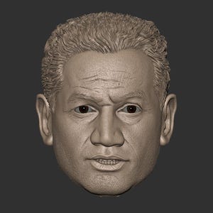 Puede incluir: Un busto de hombre impreso en 3D detallado con cabello corto y ondulado. El busto está esculpido en un estilo realista, capturando los rasgos faciales y la expresión del hombre.