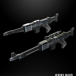 May include: A black and silver A-11 Scout Disruptor Blaster Rifle from the Star Wars: The Old Republic video game. The rifle is a 1:12 scale prop, ready for display.