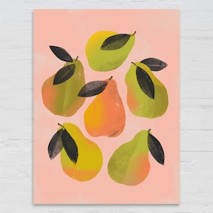 Pears Art Print, Fruit Artwork, Digital Download, Pear Art, Wall Decor, Instant Download, Downloadable Print, Kitchen Art, Printable Artwork