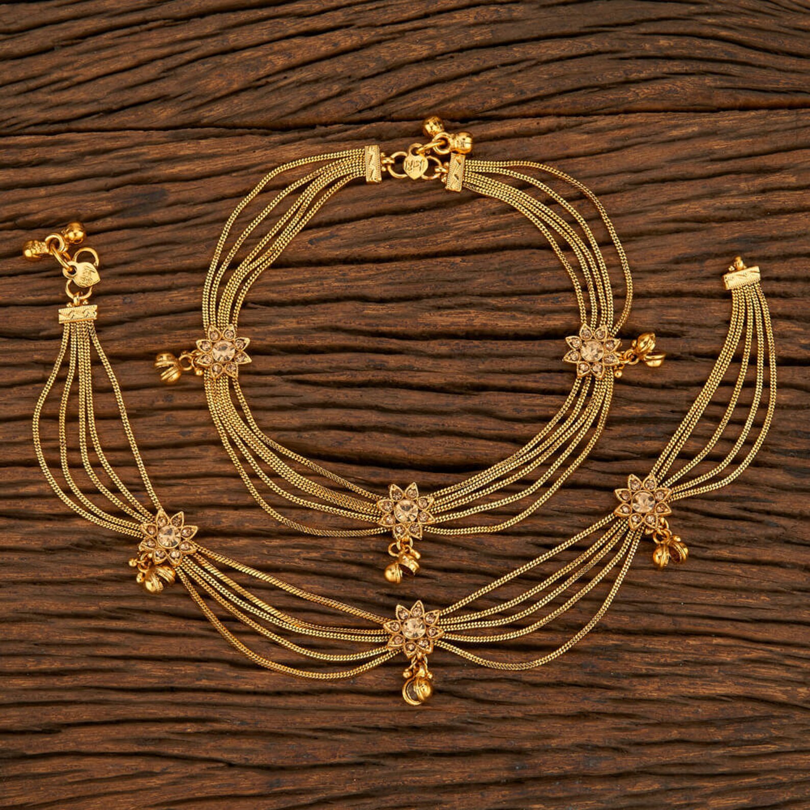 24K gold Anklet/ Payal/ Indian Jewelry/ Silver/ Panjeb/ Etsy