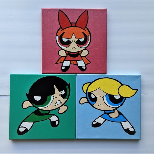 Powerpuff Girls 3 Pack 5x7 Acrylic Paintings Etsy
