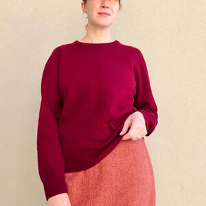 Vintage Burgundy Lambswool Sweater - Unisex, Minimalist, Timeless Luxury/Alan Paine Burgundy Long Sleeve Ju