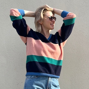 Vintage Pringle Wool Sweater: Striped Nautical Pullover