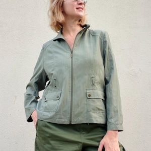 Vintage 80s Sage Green Cotton Blend Jacket: Summer Bomber