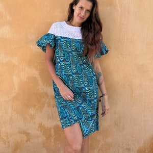 ワンピース OZ Vintage African dress Vintage African Folklore Maxi Dress With Empire Waist and