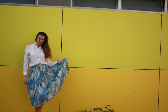 vintage abstract skirt, georgette imprime skirt, p