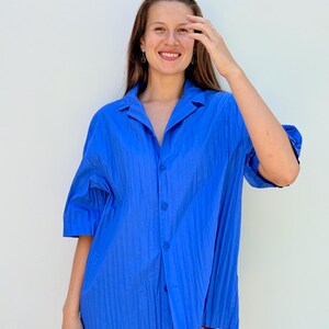 Gorgeous Royal Blue Pleated Shirt from COS/Summer Blue Cotton Shirt