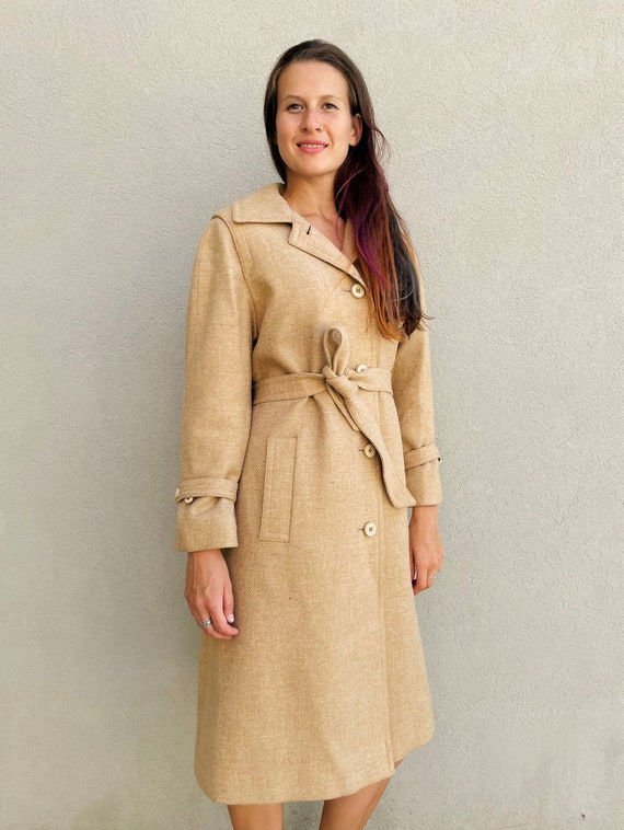 80s Wool Trench Coat/aquascutum Vintage Beige Wool Coat/camel