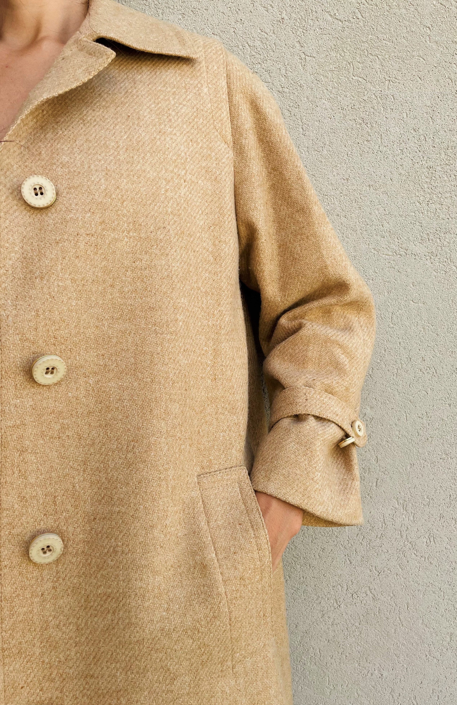 80s Aquascutum Vintage Wool Trench Coat - Beige Camel - Etsy