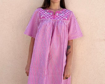 Lounge Striped Dress/Pregnancy Vintage Home Dress/Vintage Beach Striped Balloon Dress