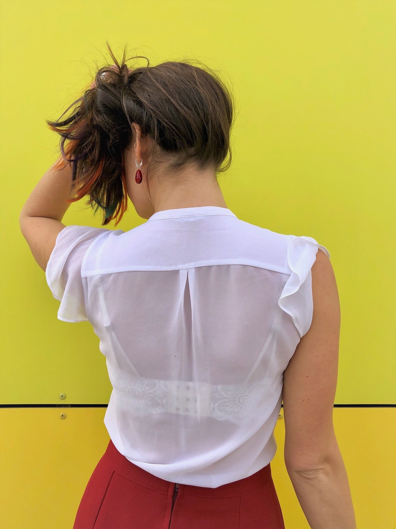 Stunning White Sheer Chiffon Blouse/ Embroidered White Blouse/romantic