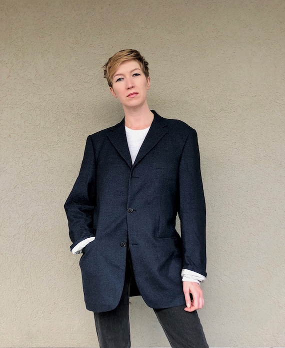 Unused Vintage Blazer Vintage Menswear Work Jacket Blue Uniform Navy Mens Jacket