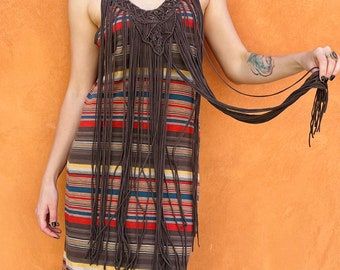 Vintage Ralph Lauren Beach Dress / Macrame Vintage Dress/Boho Summer Ralph Lauren Maxi Striped Dress