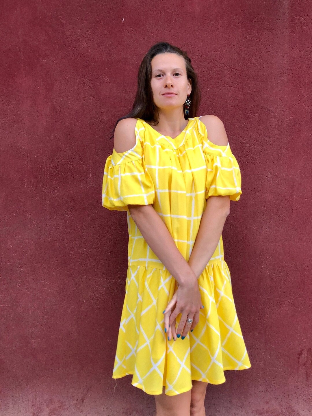 Drop The Front Dress Yellow main image 1