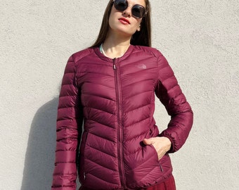 The North Face Down Burgundy Jacket/Down Burgundy Jacket/ Vintage Quilted Burgundy Jacket