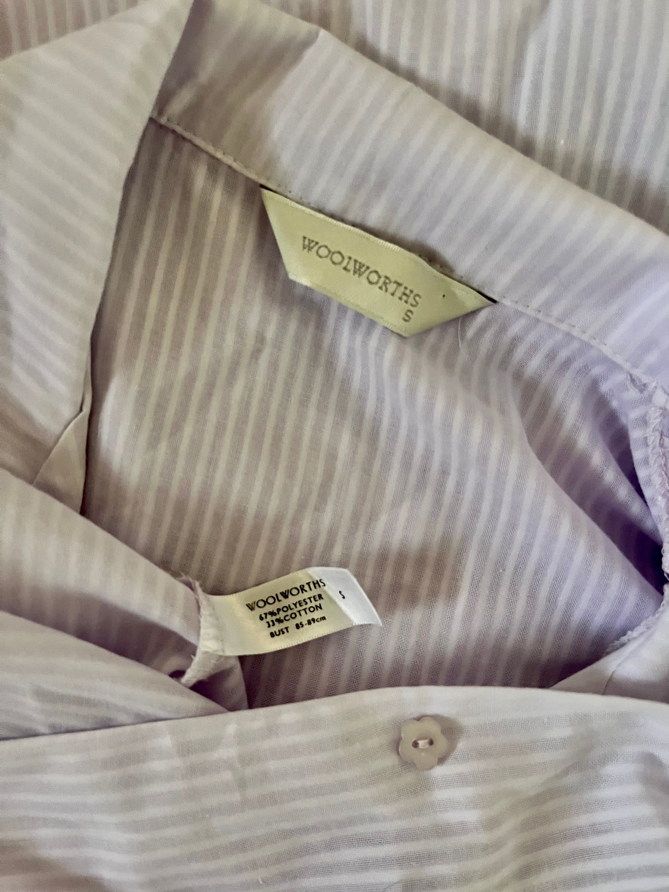 Lilac Shirt Dress/striped Woolworth Overshirt/vintage Cotton Nightgown