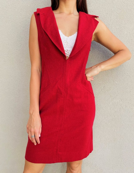 Vintage Red Wool Suit Dress/Tabak of California R… - image 3