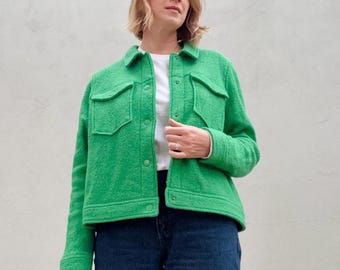 Vintage Cecil Green Wool Crop Jacket - Size L