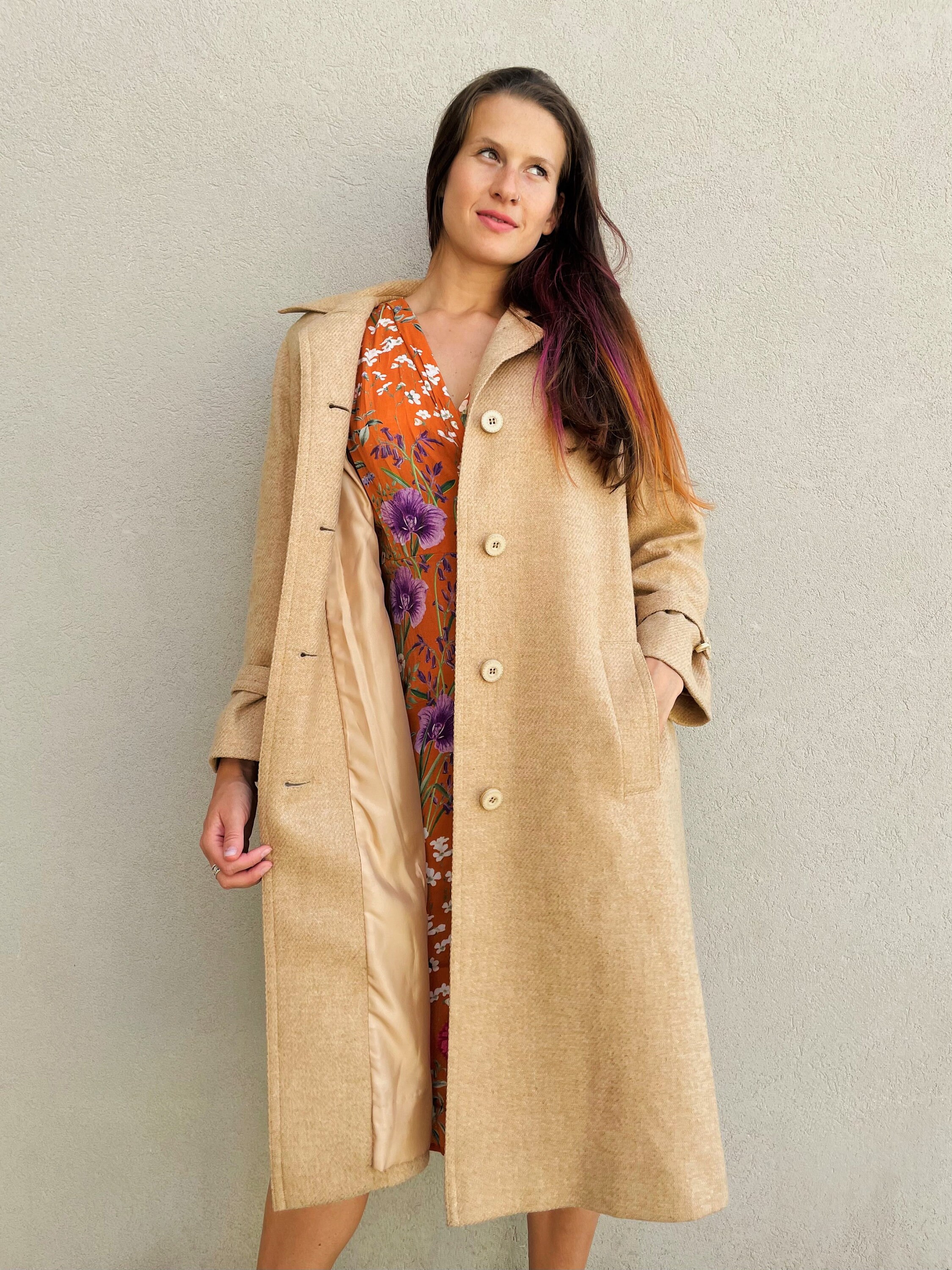 ジャケット・アウター Aquascutum 80s  Wool Long Coat 80s Aquascutum Vintage Wool Trench Coat - Beige Camel - Etsy