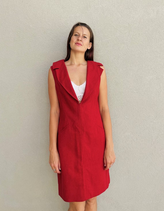 Vintage Red Wool Suit Dress/Tabak of California R… - image 2