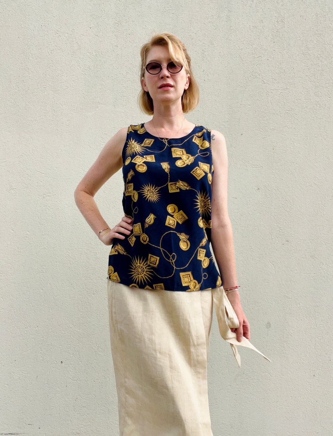 Classic silk top True Navy