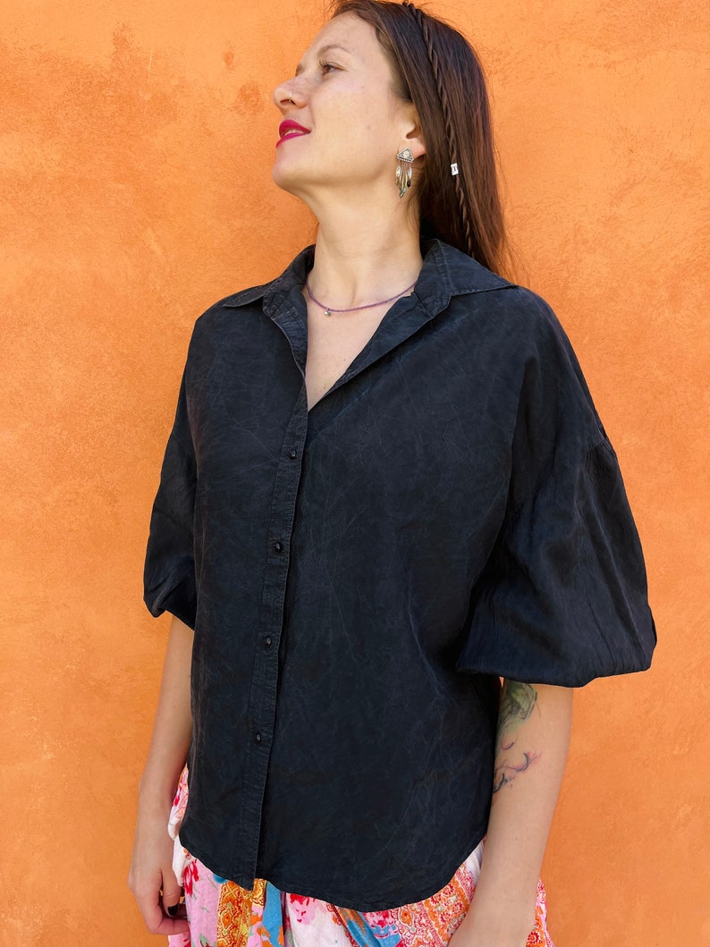 Vintage Ralph Lauren Black Silk Blouse/ Quite Luxury Silk Blouse/ Ralph Lauren Womens Silk Blouse image 7