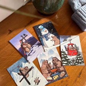 Set di 5 carte invernali Marmot in Town