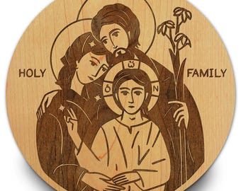 Round Wooden Icons - Holy Family, St. Francis, Pantocrator, and More