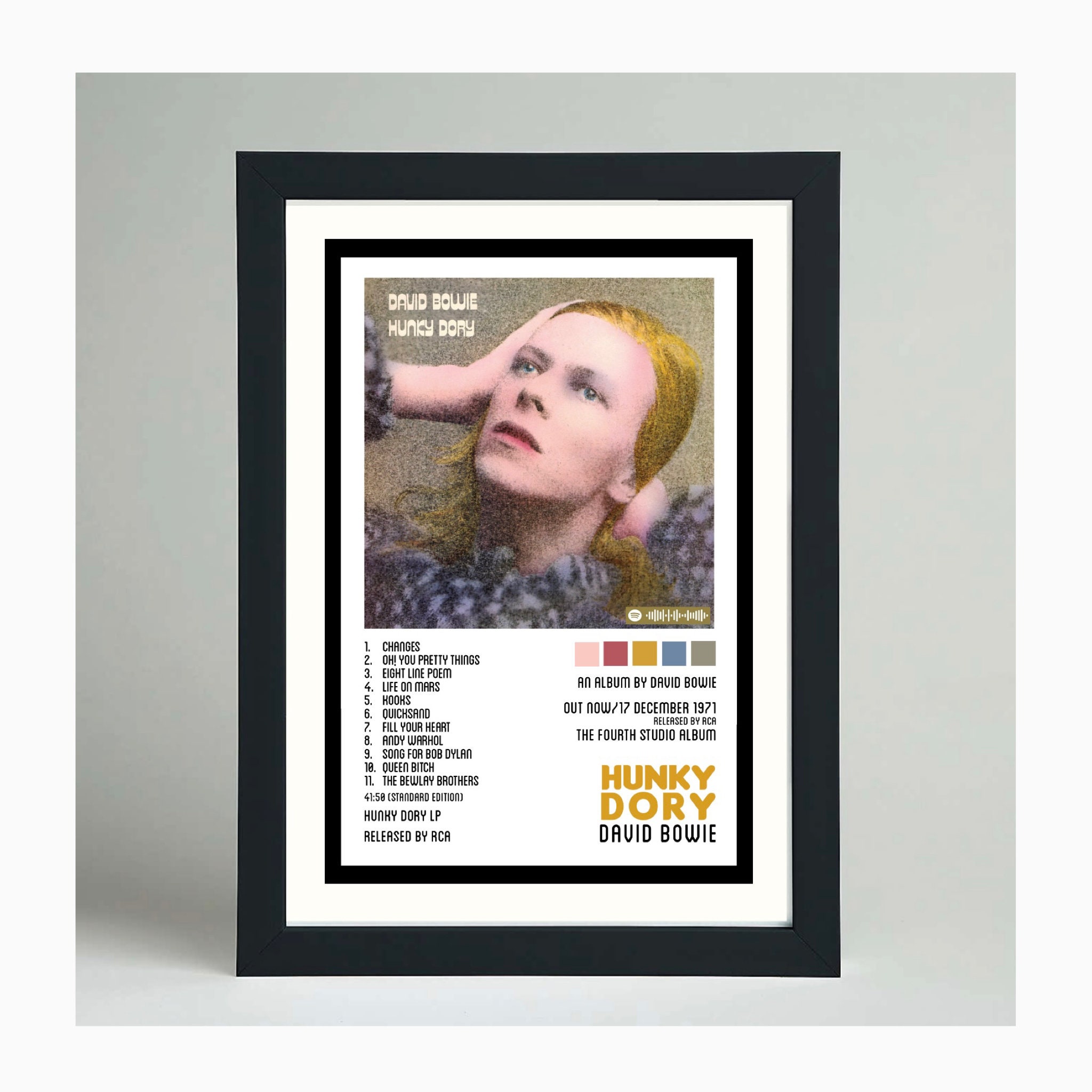 David Bowie, Hunky Dory Spotipix Album Artwork - Etsy 