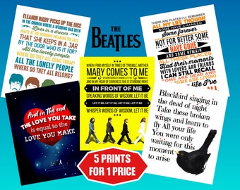 Les Beatles Qualité Lyric Prints 5 designs pour 1 prix OFFRE SPÉCIALE