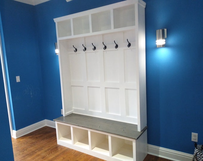 Farmhouse Halltree, Farmhouse Hallway Tree With Bench, Mudroom Bench