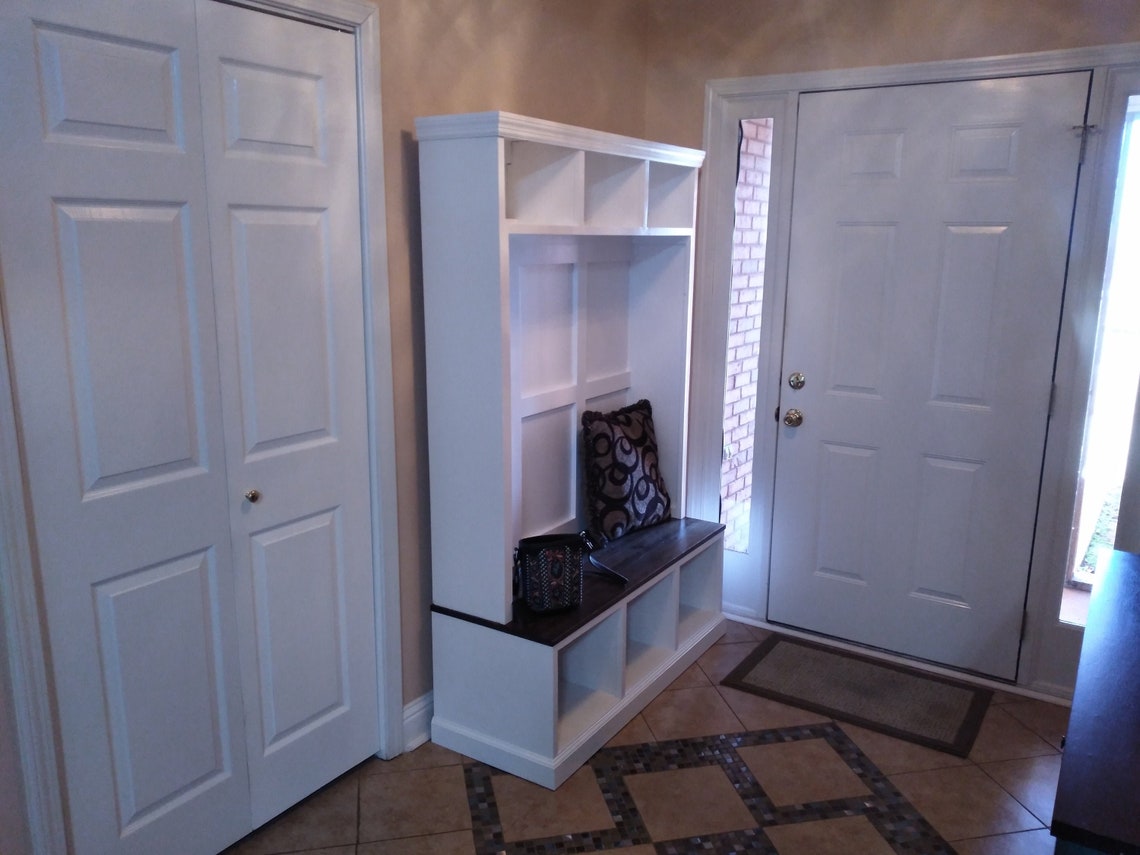 Farmhouse Halltree Farmhouse Hallway Tree With Bench Mudroom Etsy